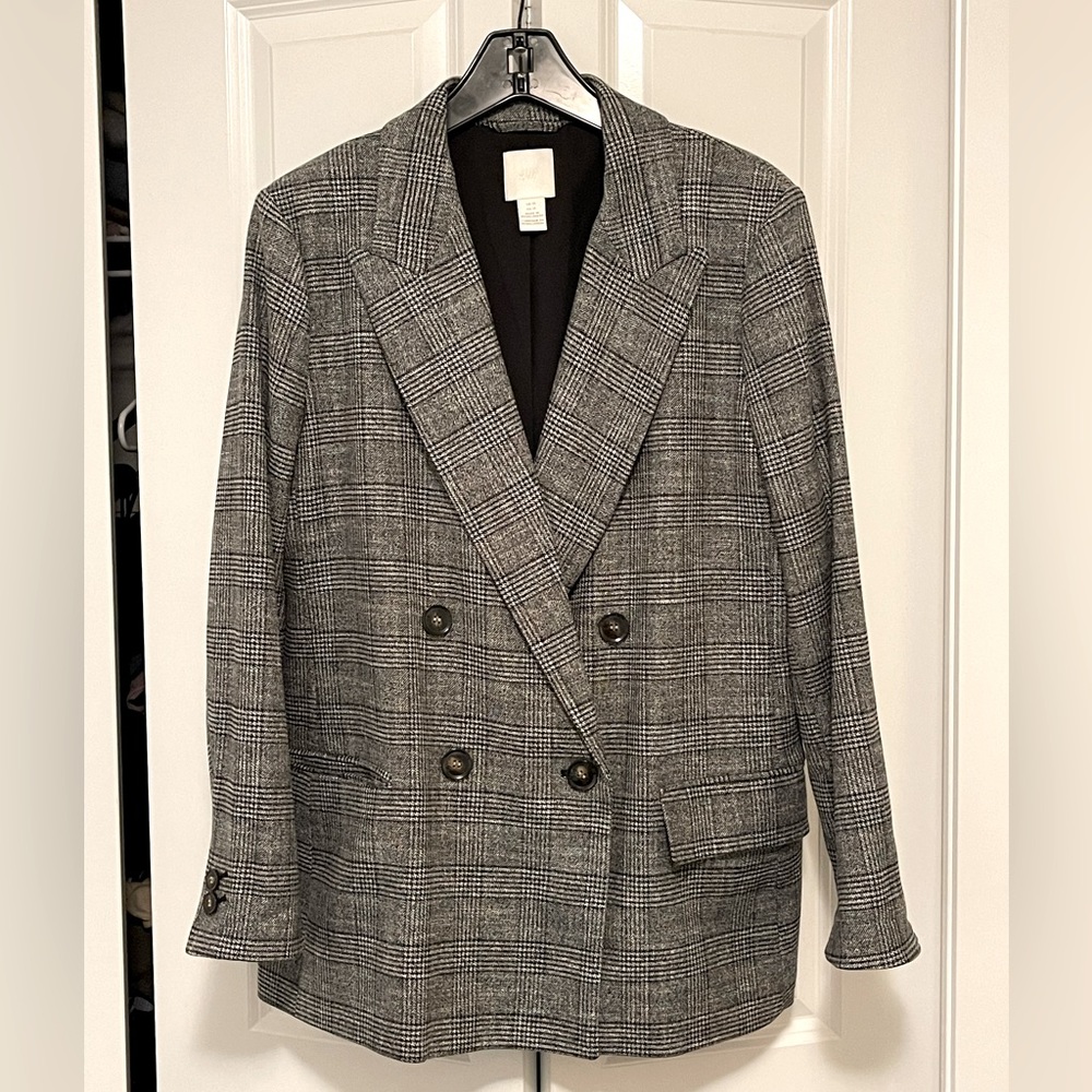 Plaid Double-Breasted Blazer